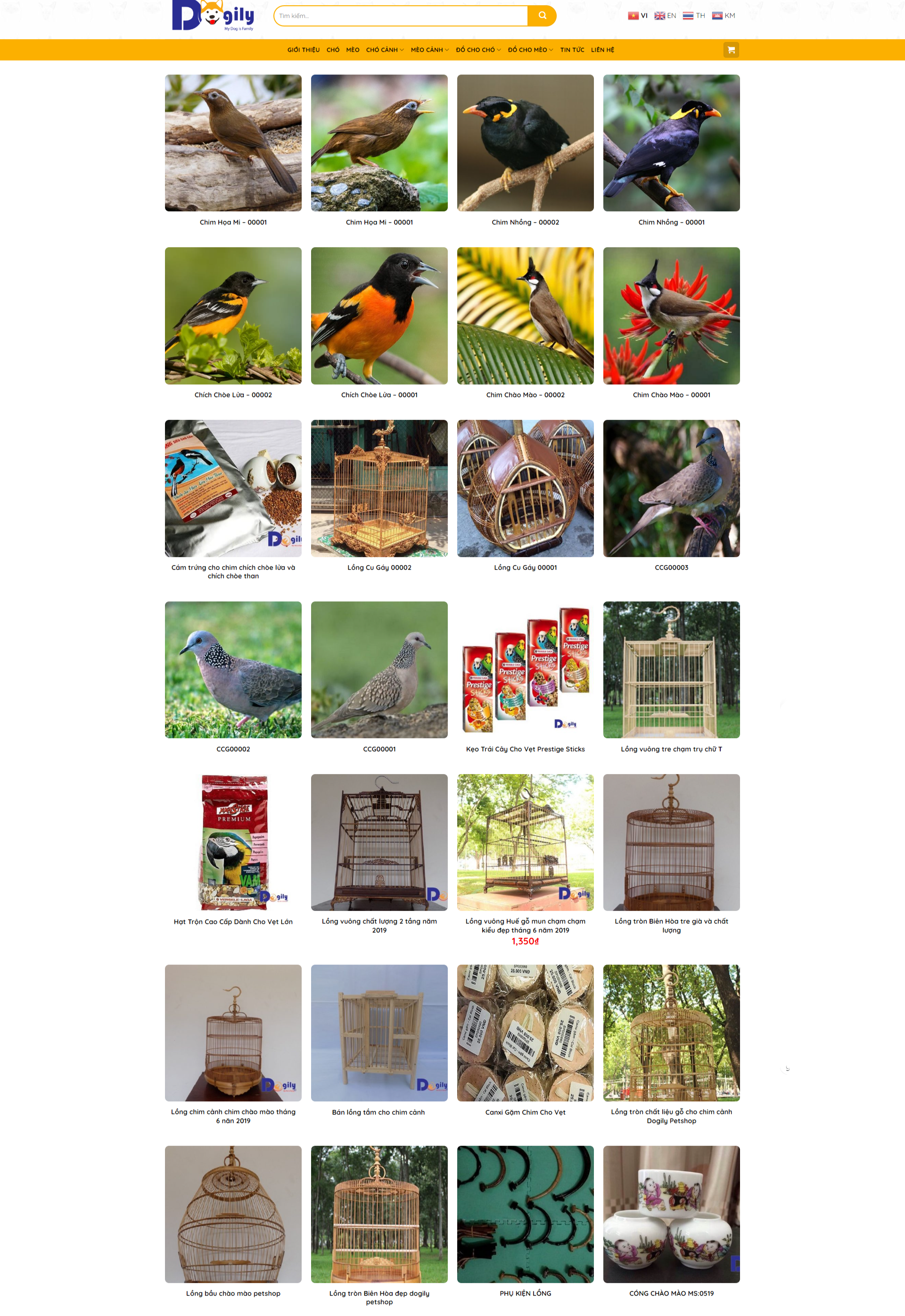 Mẫu website bán chim - cá cảnh 